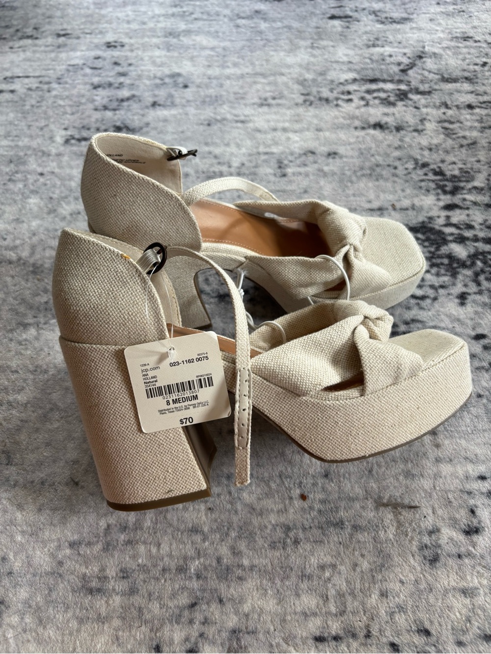 a.n.a Cream Platform Block Heel Sandals with Knot Detail